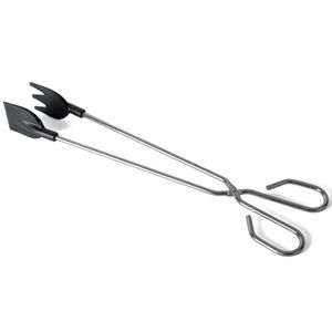 Barbecuetang/vleestang RVS zilver/zwart met vork/lepel kartelrand 35 cm