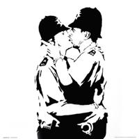 Kunstdruk Brandalised Bobbies Kissing 30x30cm