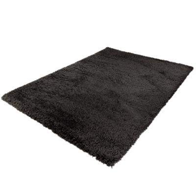 Hoogpolig Gerecycled Floki vloerkleed Antraciet-Ø 120 cm