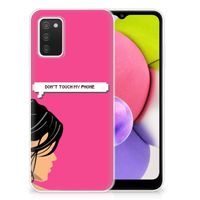 Samsung Galaxy A03S Silicone-hoesje Woman Don't Touch My Phone - thumbnail