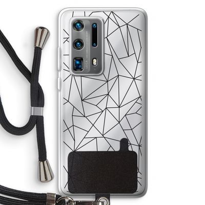 Geometrische lijnen zwart: Huawei P40 Pro Plus Transparant Hoesje met koord
