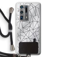 Geometrische lijnen zwart: Huawei P40 Pro Plus Transparant Hoesje met koord