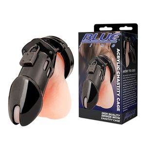 Blueline - Acrylic See-Thru Chastity Cage Kuisheidskooi Zwart