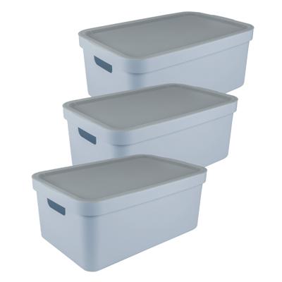 Sunware opbergbox Sigma Home met deksel - 3x - kunststof - 45 liter - lichtblauw