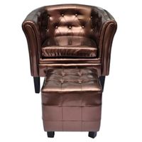 Kuipstoel met hocker kunstleer bruin Kuipstoel met hocker kunstleer bruin