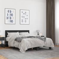 Bedframe bewerkt hout metaal zwart 135x190 cm