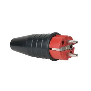 Showtec rubber schuko connector male 230V/240V rood