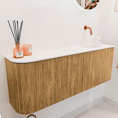 Toiletmeubel Mondiaz Joya | 111.6 cm | Meubelkleur Oak | Faye wastafel Talc Rechts | Zonder kraangat(en) Toiletmeubel Mondiaz Joya | 111.6 cm | Meubelkleur Oak | Faye wastafel Talc Rechts | Zonder kraangat(en)