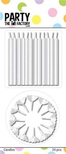Taartkaarsjes 24 Stuks + Houders Wit 12 Stuks