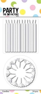 Taartkaarsjes 24 Stuks + Houders Wit 12 Stuks