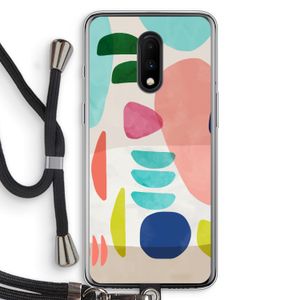Bold Rounded Shapes: OnePlus 7 Transparant Hoesje met koord