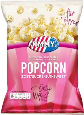 Jimmy&apos;s Popcorn, zoet, zak van 27 g