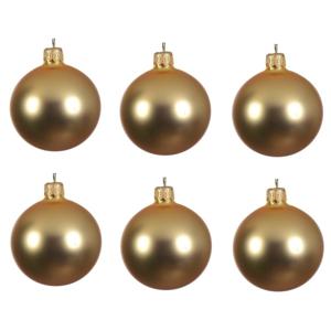 6x Kerstballen - glas - goud - 8 cm - mat