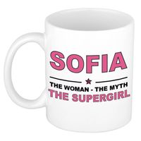 Naam cadeau mok/ beker Sofia The woman, The myth the supergirl 300 ml - Naam mokken