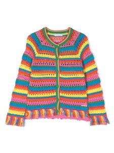 Stella McCartney Kids pull en crochet à rayures - Rose