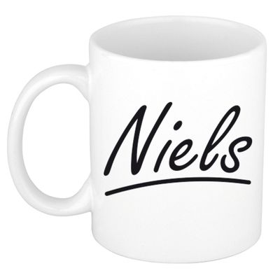 Naam cadeau mok / beker Niels met sierlijke letters 300 ml Naam cadeau mok / beker Niels met sierlijke letters 300 ml