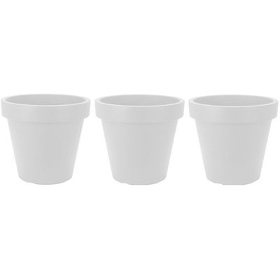 Plantenpot/bloempot 3x kunststof wit - H18 x D20 cm