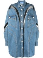 Mugler chemise en jean à empiècements - Bleu