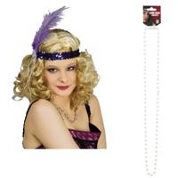 Carnaval verkleed accessoire set - dames hoofdband en parelketting - charleston/jaren 20 stijl - thumbnail