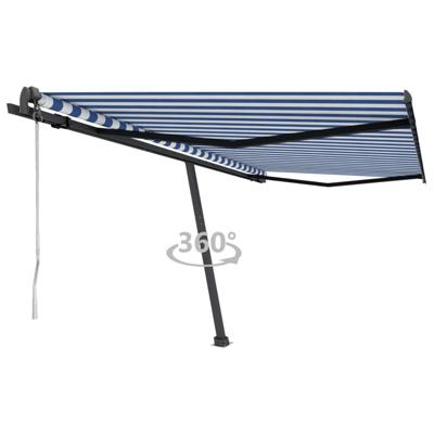 Luifel vrijstaand automatisch 450x350 cm blauw en wit