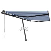 Luifel vrijstaand automatisch 450x350 cm blauw en wit