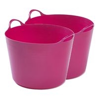 2x stuks flexibele emmers - 39 liter - Kunststof - Roze - 43 x 49 x 37 cm