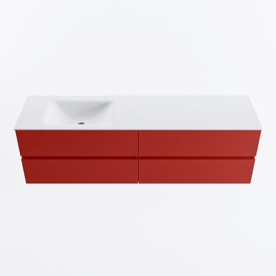 MONDIAZ VICA 170cm badmeubel onderkast Fire 4 lades. Wastafel CLOUD links zonder kraangat, kleur Talc.