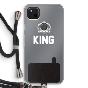 King zwart: Pixel 4a Transparant Hoesje met koord