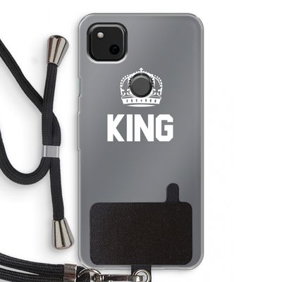 King zwart: Pixel 4a Transparant Hoesje met koord