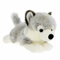 Knuffeldier Puppy Husky hond - zachte pluche stof - premium kwaliteit knuffels - grijs - 35 cm