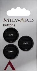 Milward Knoop Mat met Rand Glans Zwart 20mm (3 stuks)