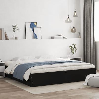 Bedframe met lades bewerkt hout zwart 180x200 cm