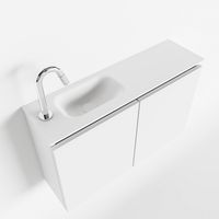 Toiletmeubel Mondiaz Ture | 80 cm | Meubelkleur Talc | Eden wastafel Talc Links | 1 kraangat Toiletmeubel Mondiaz Ture | 80 cm | Meubelkleur Talc | Eden wastafel Talc Links | 1 kraangat