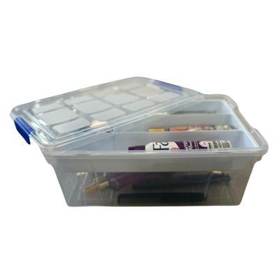 Beautycase opbergbox - 9L - 26 x 37 x 14 cm - met vakverdeling tray - wit - Make-up/sieraden