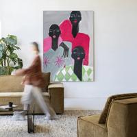 Urban Cotton Wandkleed 'We Are Family' 145 x 190cm in Frame - black