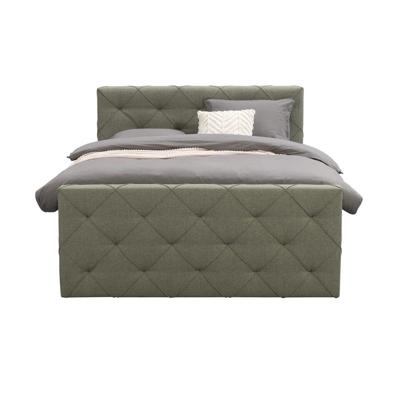 Leen Bakker - Boxspring Met Voetbord Liv Geruit - 180x200 Cm - Slanke Poot - Stof - Groen