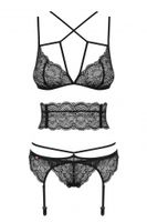 Obsessive Frivolla Lingerieset Zwart Elastaan, Polyamide - thumbnail