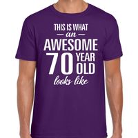 Awesome 70 year / 70 jaar cadeau t-shirt paars heren - thumbnail