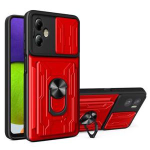 Motorola Moto G14 Rotary Ring Hybrid Case with Camera Shield - Rood