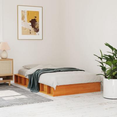 Bedframe zonder matras massief grenenhout wasbruin 100x200 cm