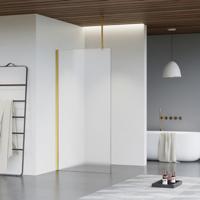 Fortifura Galeria inloopdouche - 70x200cm - mat glas - plafondarm - Geborsteld Messing PVD (Goud) SW797924/SW797910/SW804543