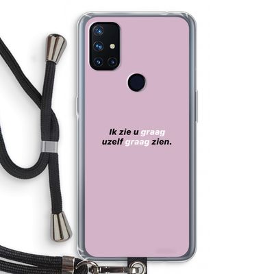 uzelf graag zien: OnePlus Nord N10 5G Transparant Hoesje met koord