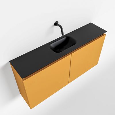 Toiletmeubel Mondiaz Ture | 100 cm | Meubelkleur Ocher | Eden wastafel Urban Midden | Zonder kraangat