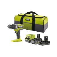 Slagboormachine - RYOBI - Borstelloos - 18V - 95 Nm 500-2100 rpm - 7500-31500 cp/min - Geleverd met 2 accu's