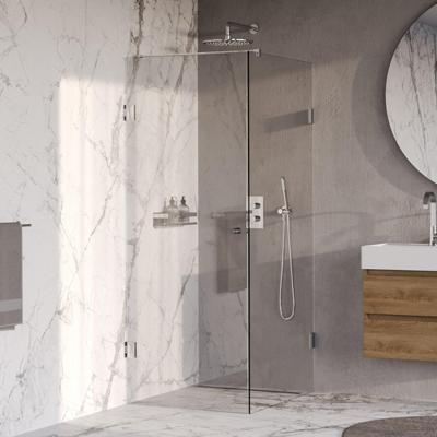 BRAUER Void Carving Douchecabine - 90x100x200cm - draaideur - glascoating - omkeerbaar - helder glas - Chroom GS-VOCC1H90100200CE