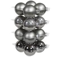 Kerstballen - 16x st - titanium grijs tinten - D8 cm - glas - kerstversiering - thumbnail