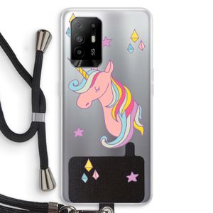 Roze eenhoorn: Oppo A95 5G Transparant Hoesje met koord