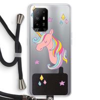 Roze eenhoorn: Oppo A95 5G Transparant Hoesje met koord