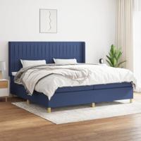 Boxspring met matras stof blauw 200x200 cm