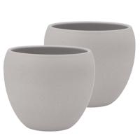 DK Design Bloempot/plantenpot - 2x - Vinci - lichtgrijs mat - voor kamerplant - D19 x H22 cm